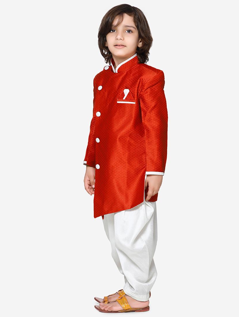 red silk kurta sets - 16829217 - Standard Image - 1