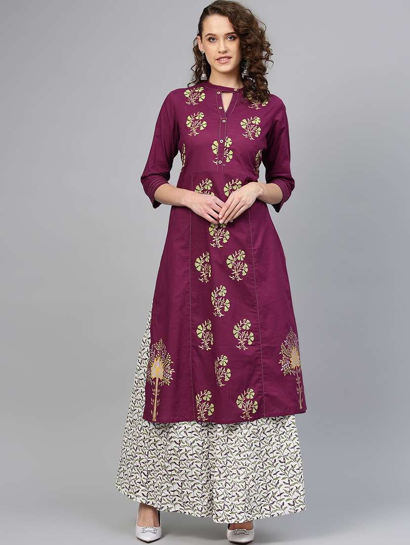 solid kurta skirt set