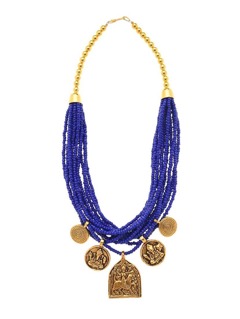 blue metal long necklace - 16829873 - Standard Image - 1