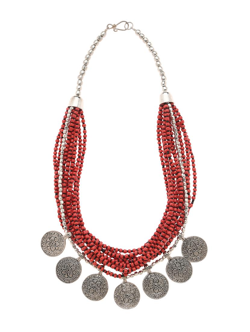 red metal long necklace - 16829874 -  Standard Image - 1