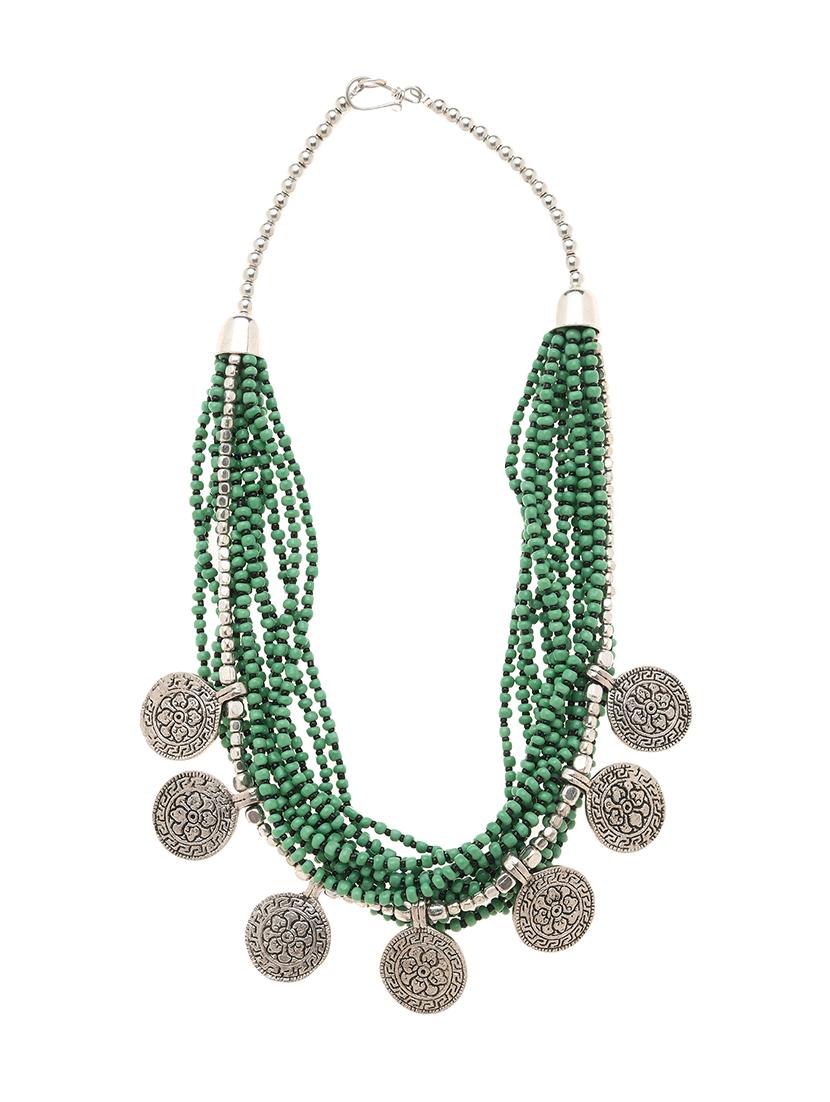 green metal long necklace - 16829875 - Standard Image - 1
