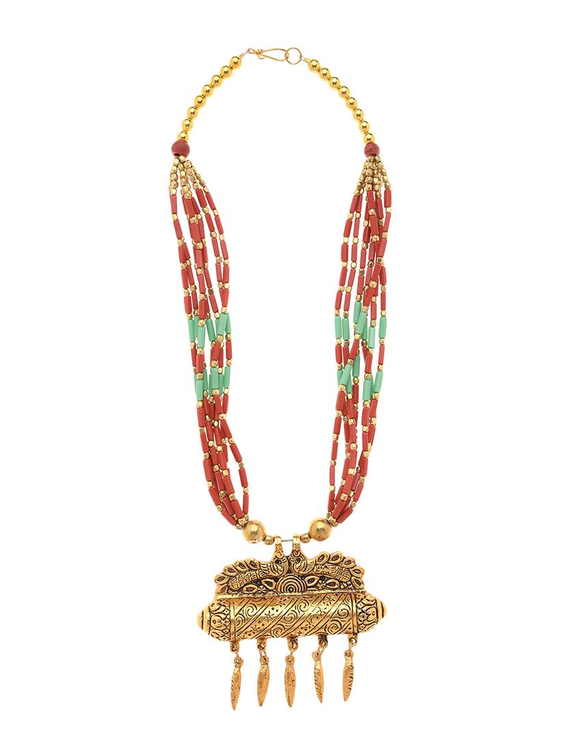 multi colored metal long necklace - 16829881 - Standard Image - 1