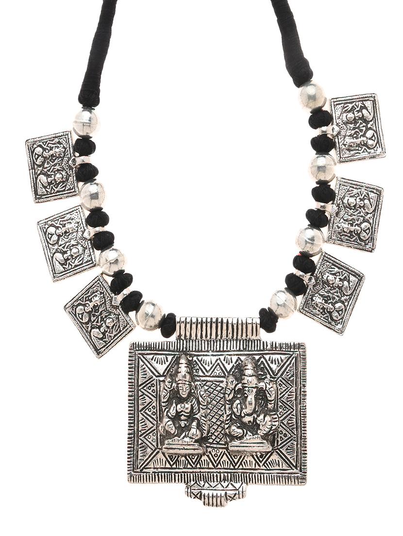 silver metal long necklace - 16829886 -  Zoom Image - 0