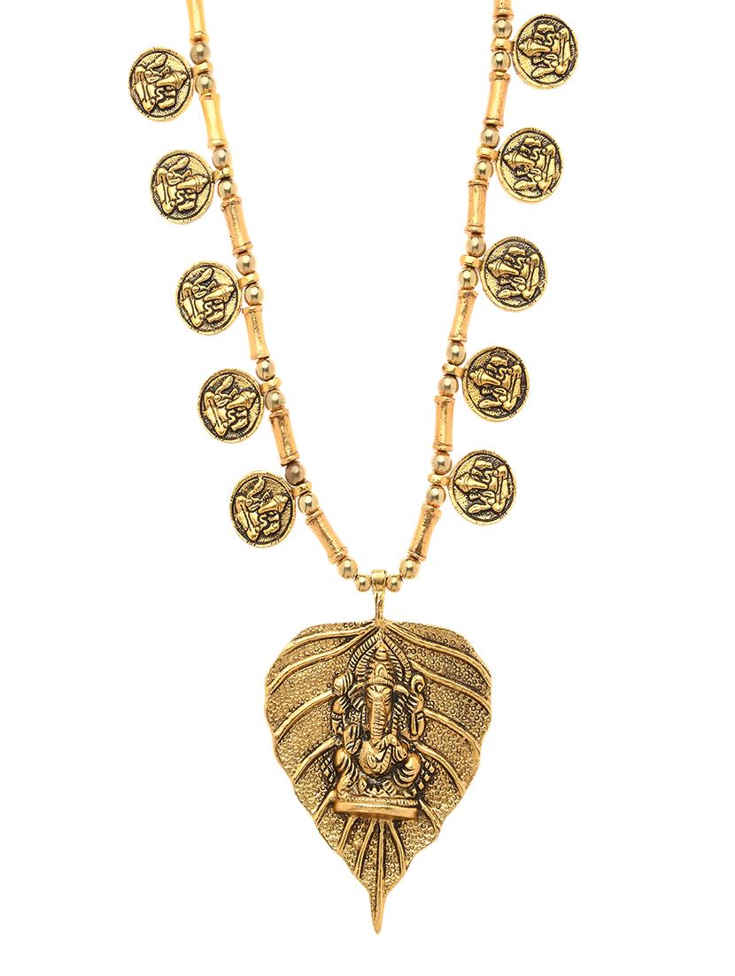 gold metal long necklace - 16829893 - Zoom Image - 0