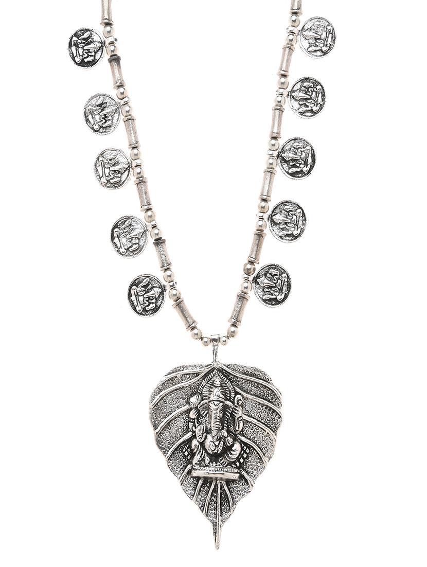 silver metal long necklace - 16829895 -  Zoom Image - 0