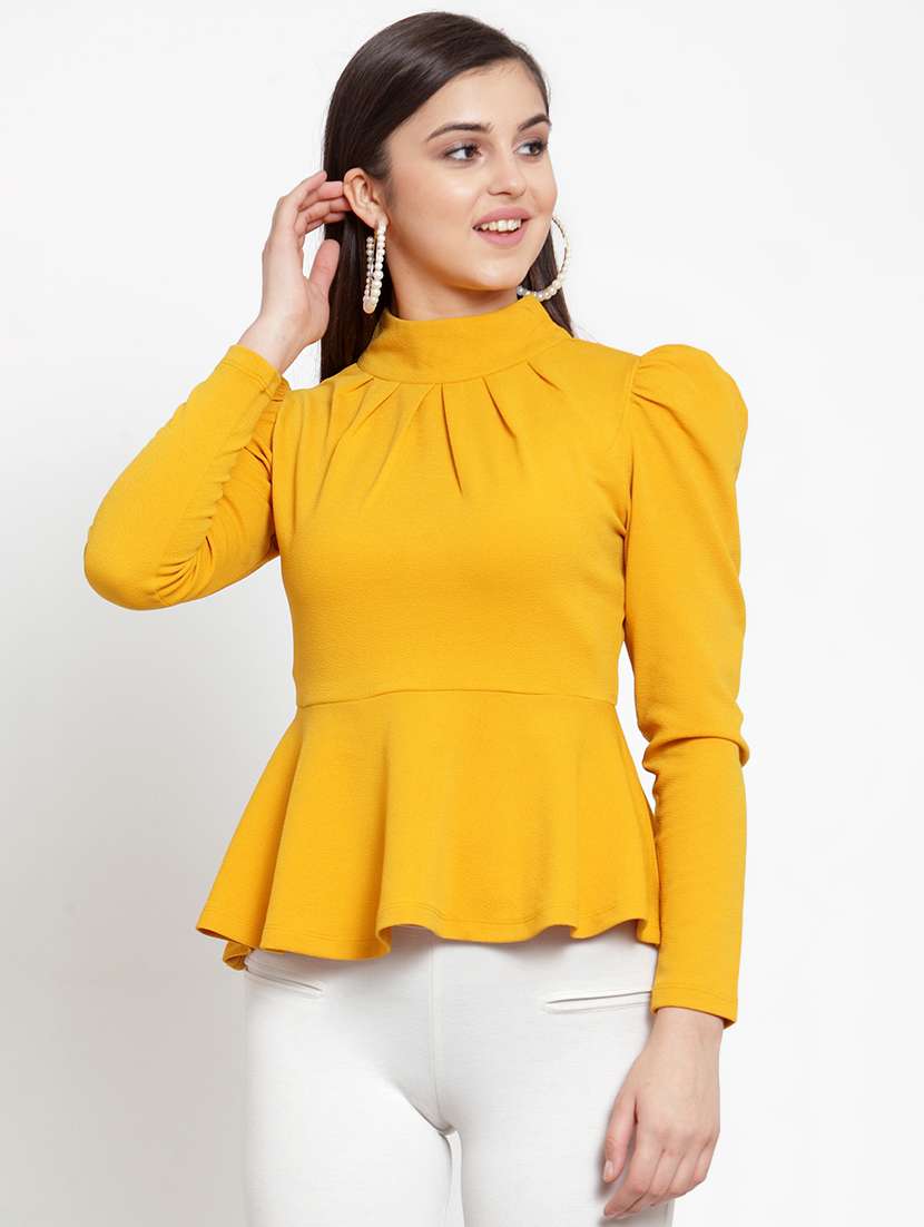 leg-of-mutton sleeves peplum top 