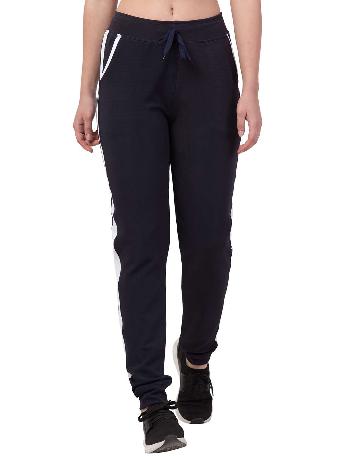 contrast tape tie front track pants 