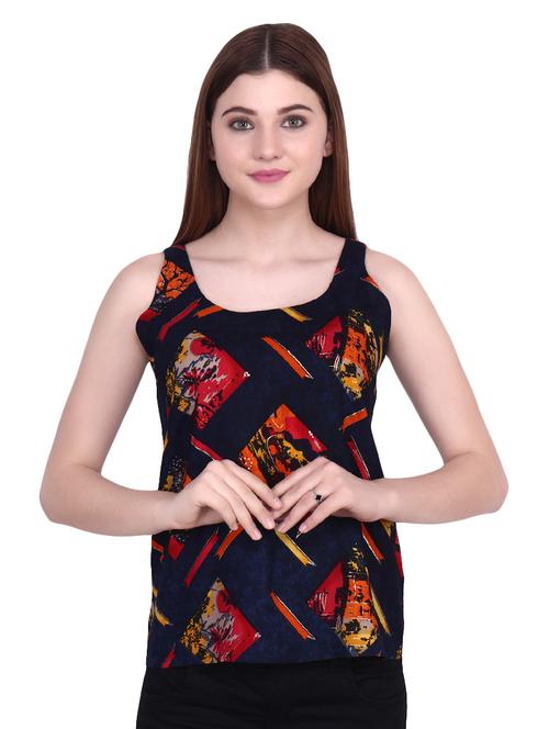 scoop neck printed top - 16830877 - Standard Image - 0