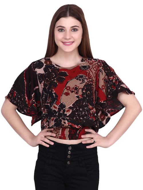bat wing sleeved printed top - 16830879 - Standard Image - 0
