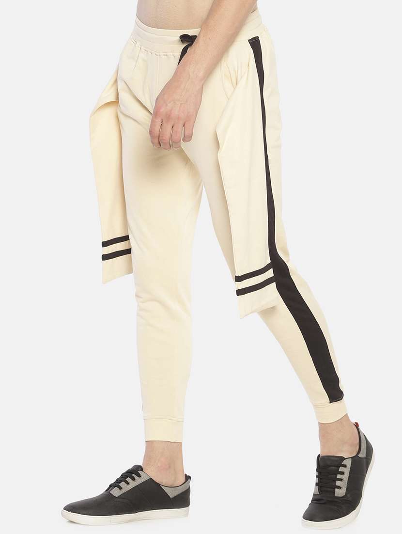 beige side taped joggers - 16830915 -  Standard Image - 1