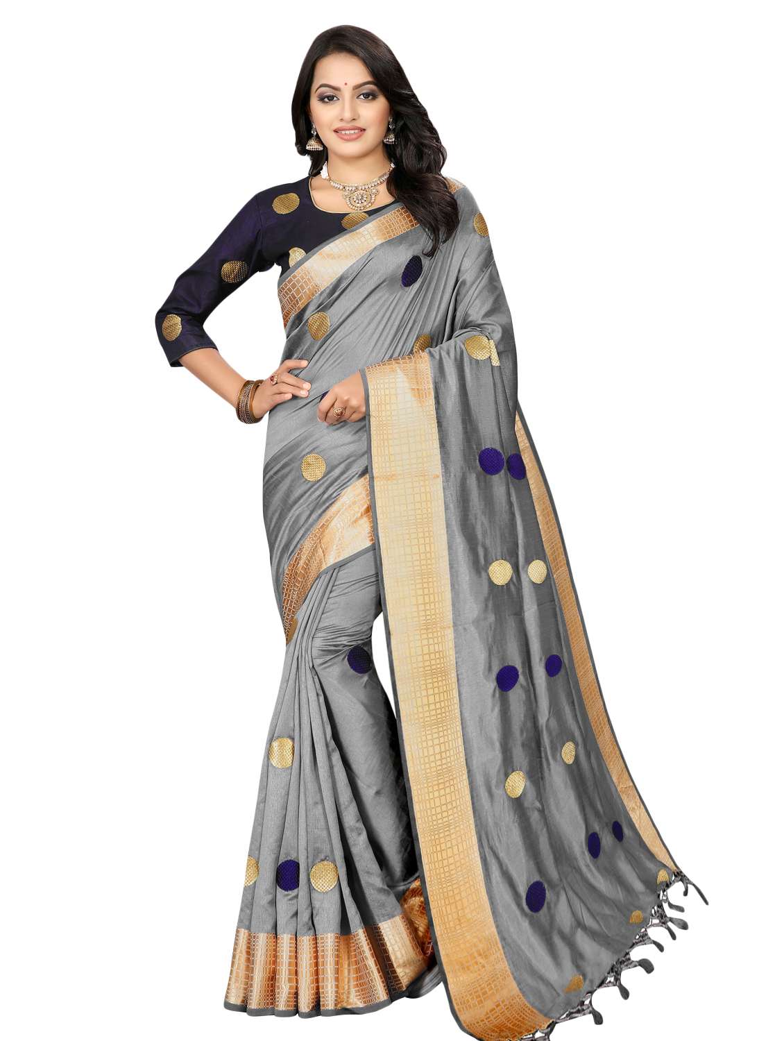self design woven saree with blouse