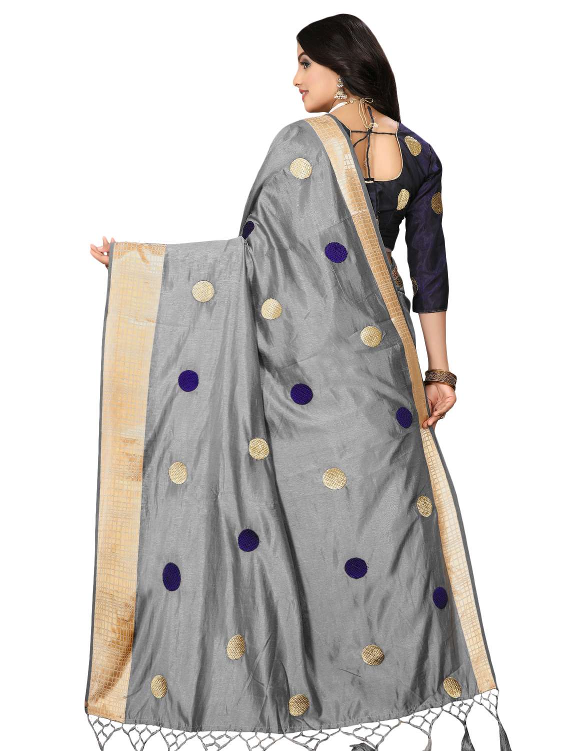 self design woven saree with blouse - 16831054 -  Standard Image - 1