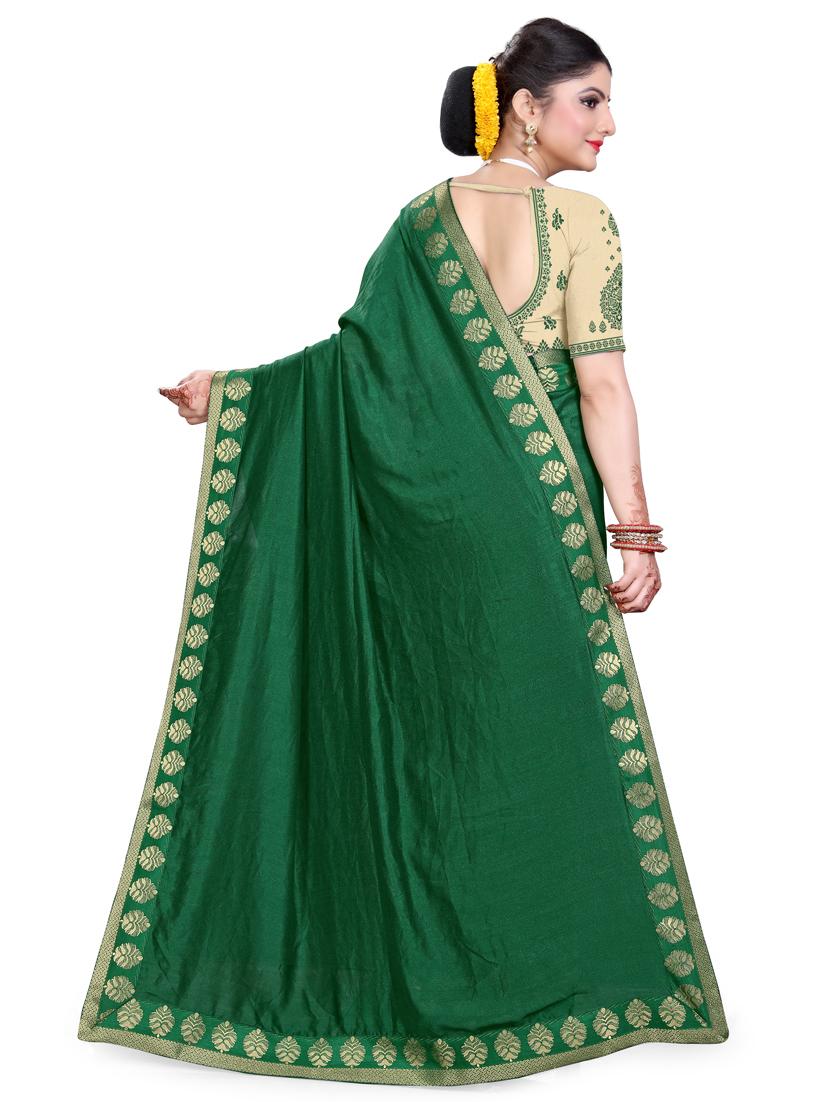 women's bordered royal blue colored saree with blouse - 16831599 -  Standard Image - 1