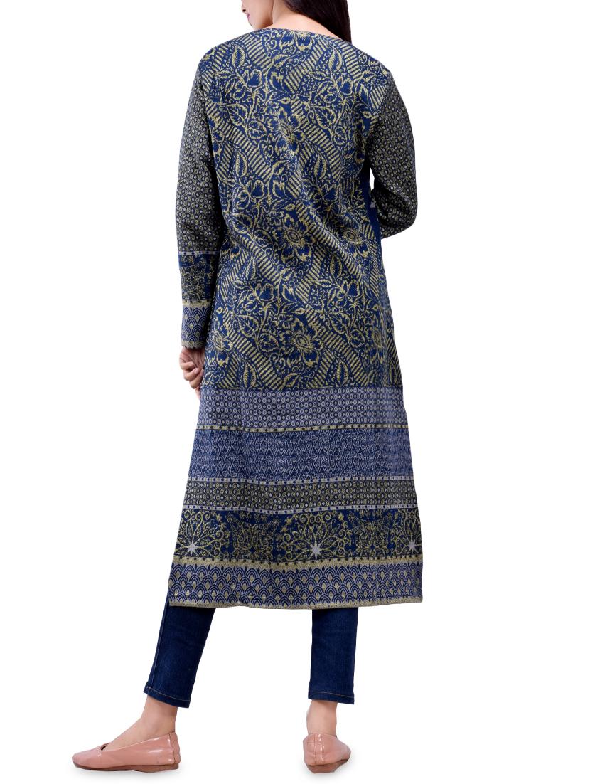 printed woolen kurta - 16831642 - Standard Image - 1
