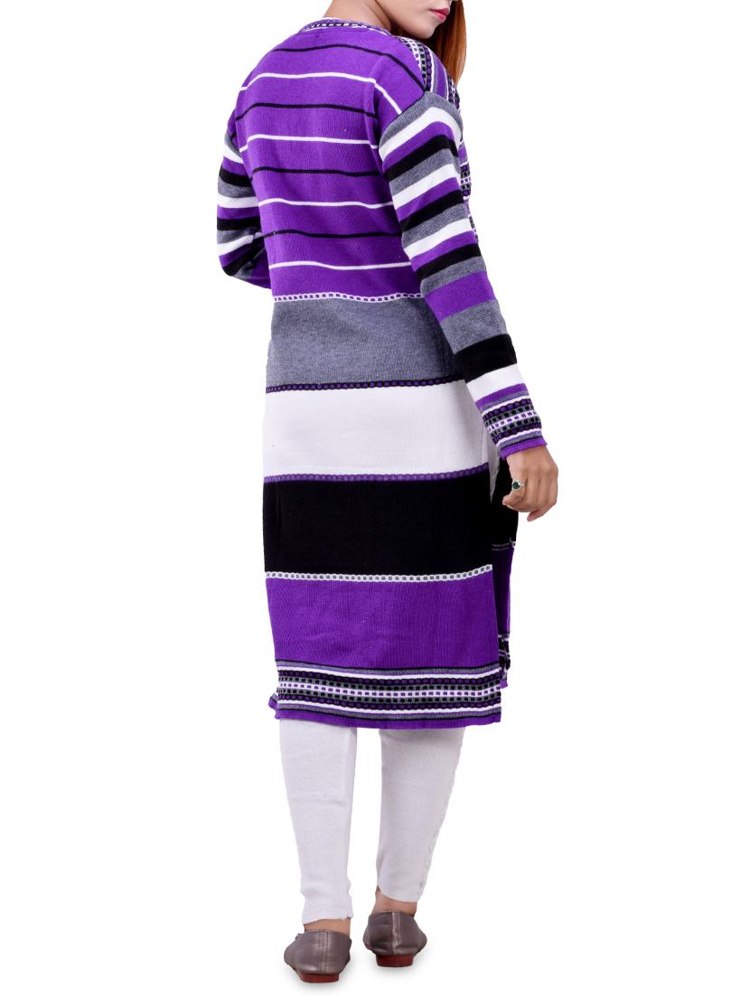 striped woolen kurta - 16831666 - Standard Image - 1