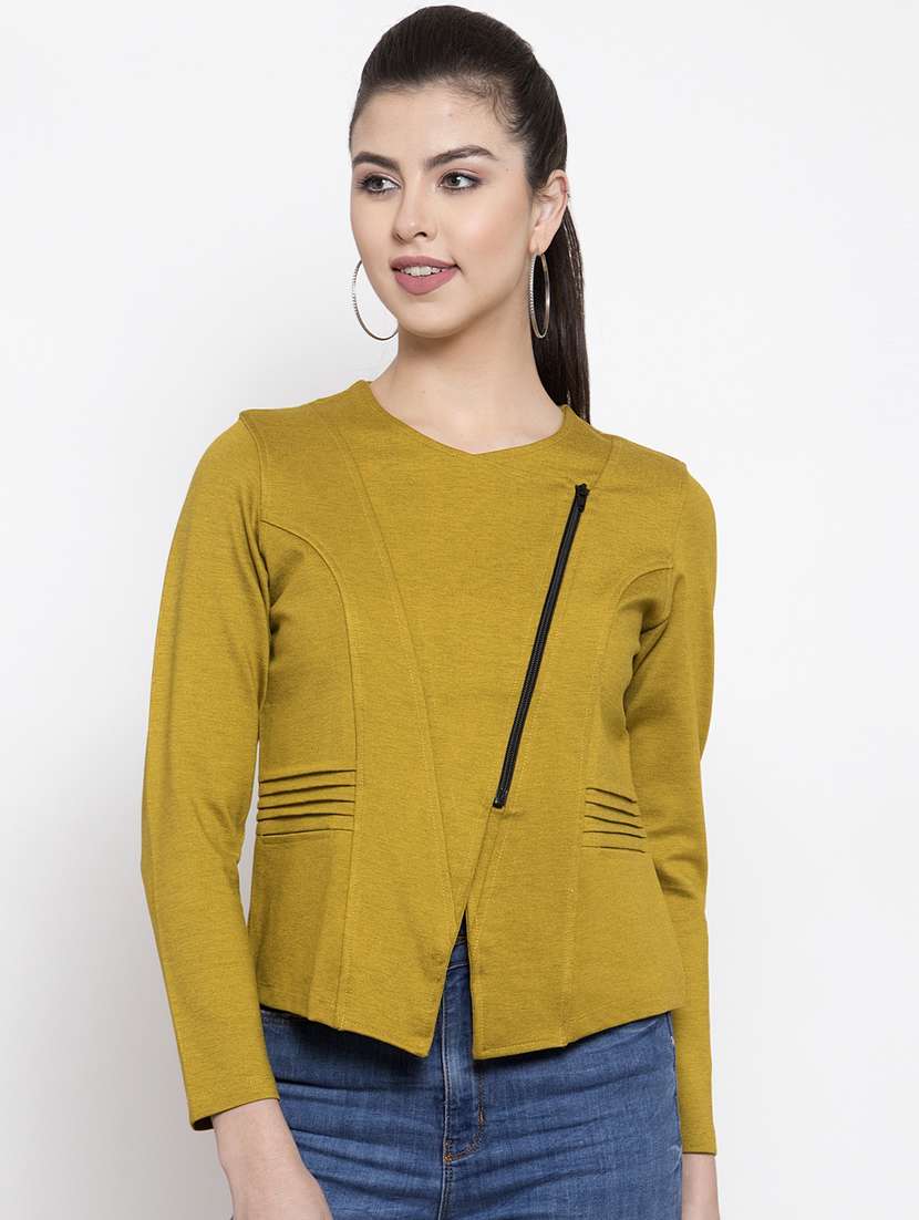 contrast zip up acrylic  jacket