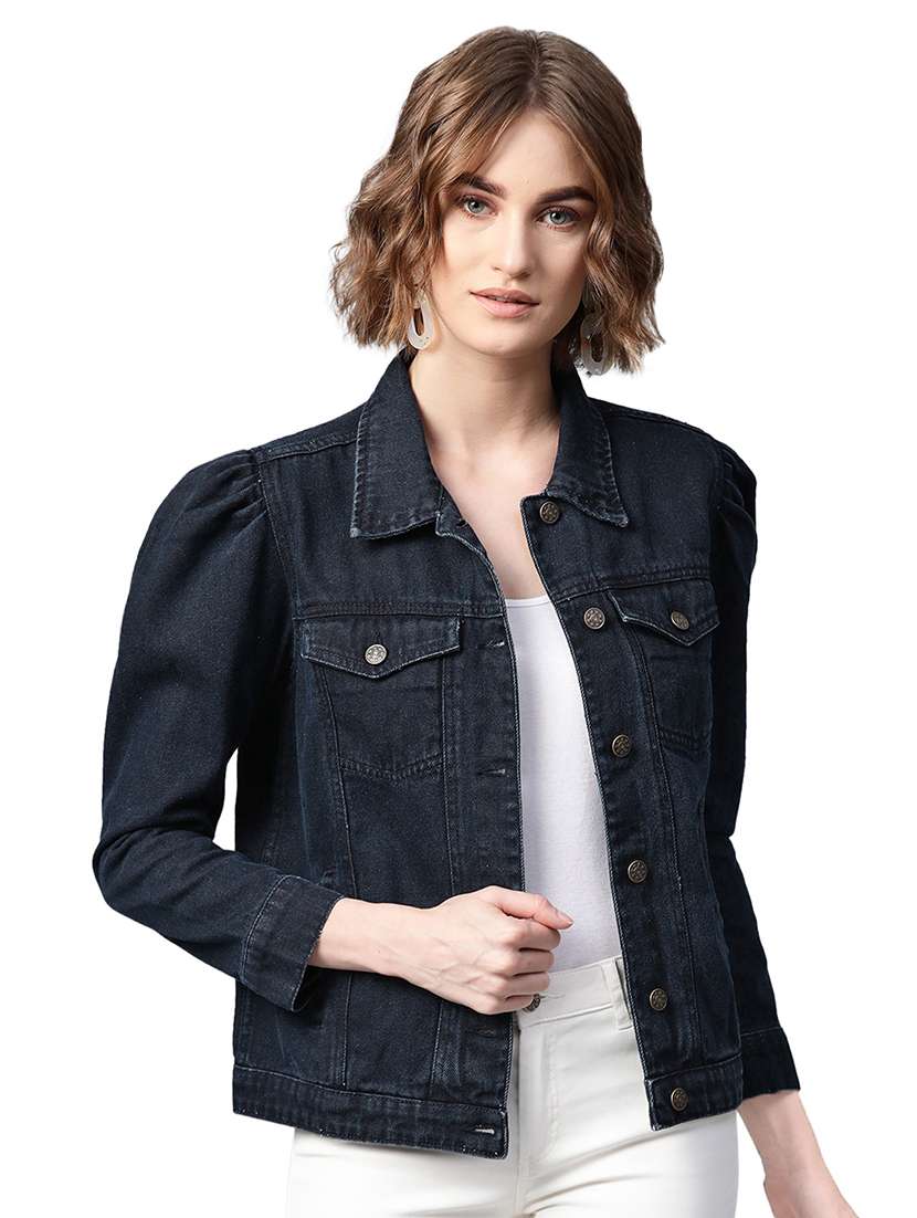 puff sleeved denim jacket