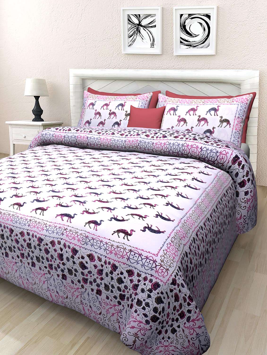  cotton double bed sheet with 2 pillow covers