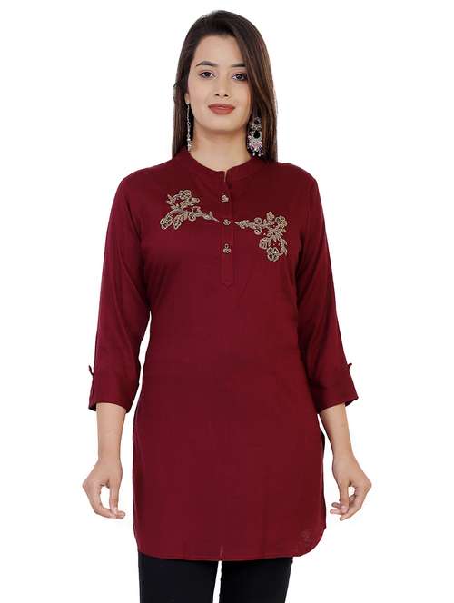 embellished straight kurti - 16832844 - Standard Image - 0