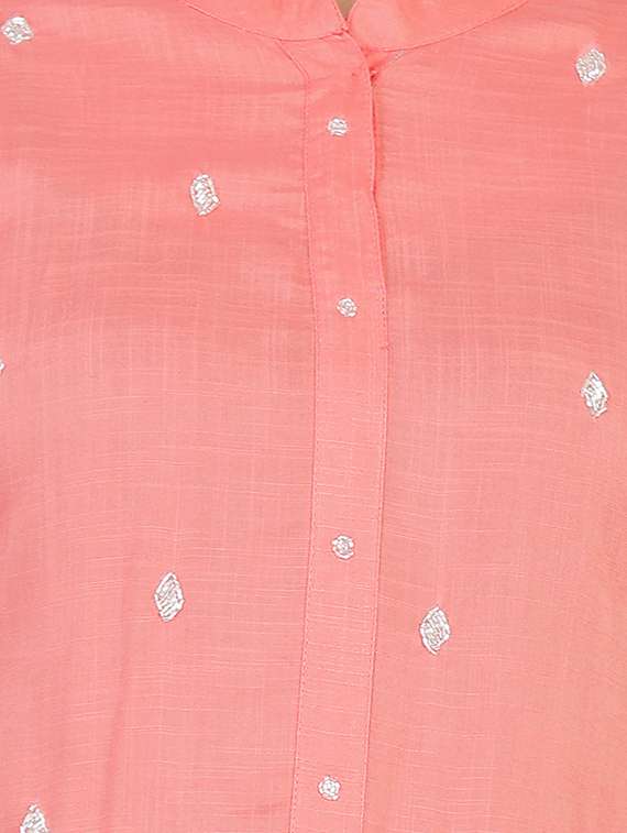 peach embellished straight kurti - 16832849 -  Standard Image - 4