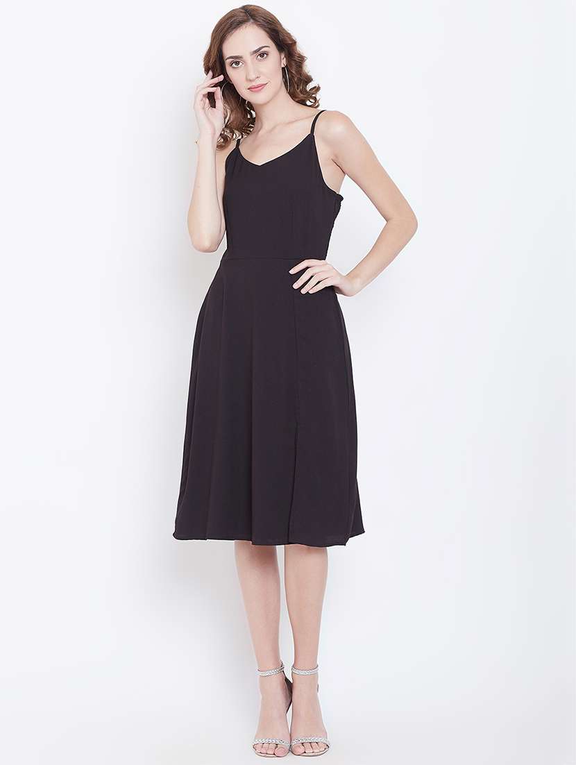 women's fit & flare solid dress