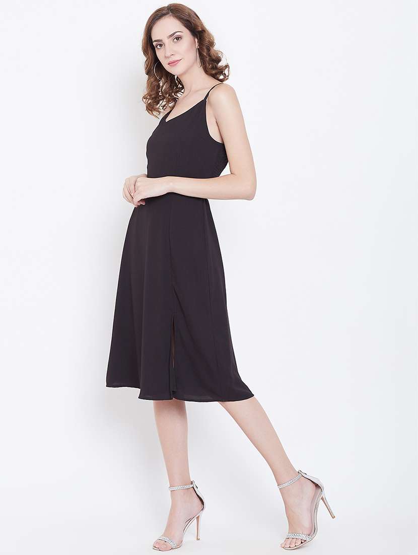 women's fit & flare solid dress - 16833144 -  Standard Image - 1