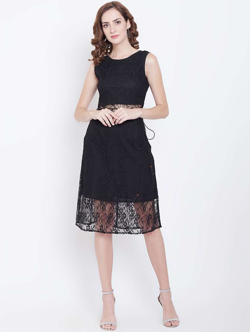women's fit & flare self design dress