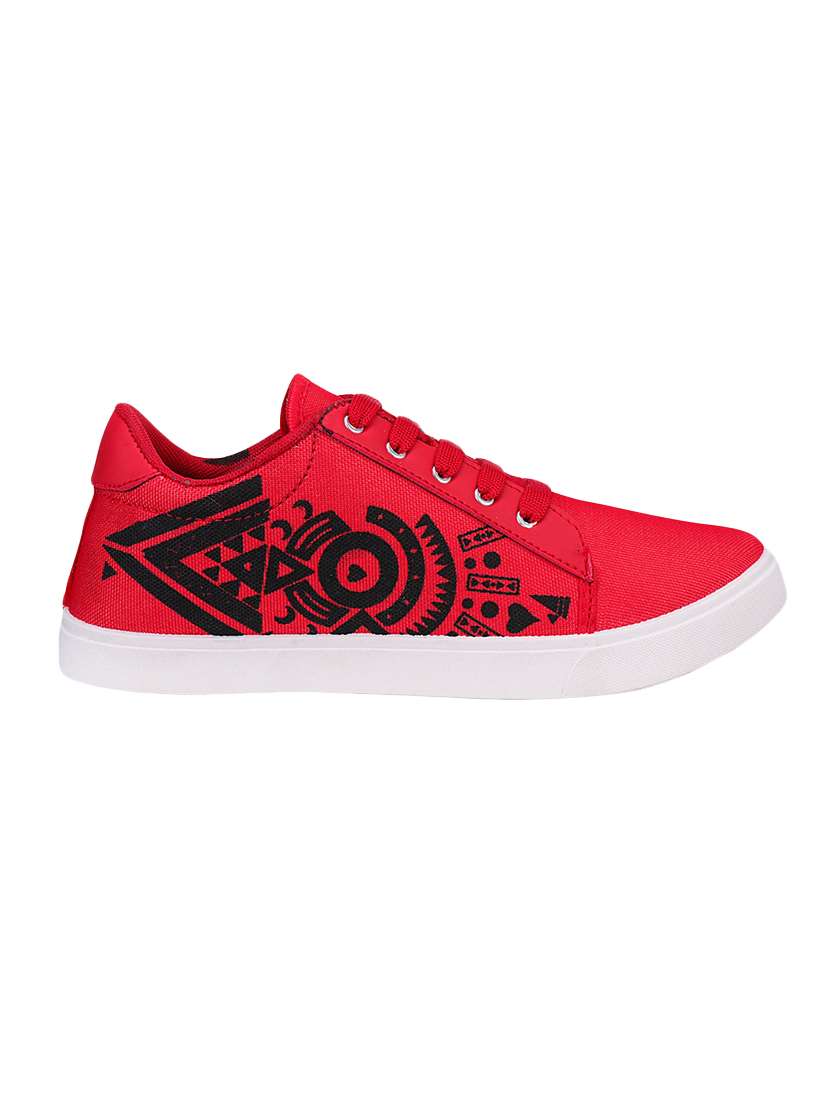 red canvas lace up sneakers - 16833800 -  Standard Image - 1