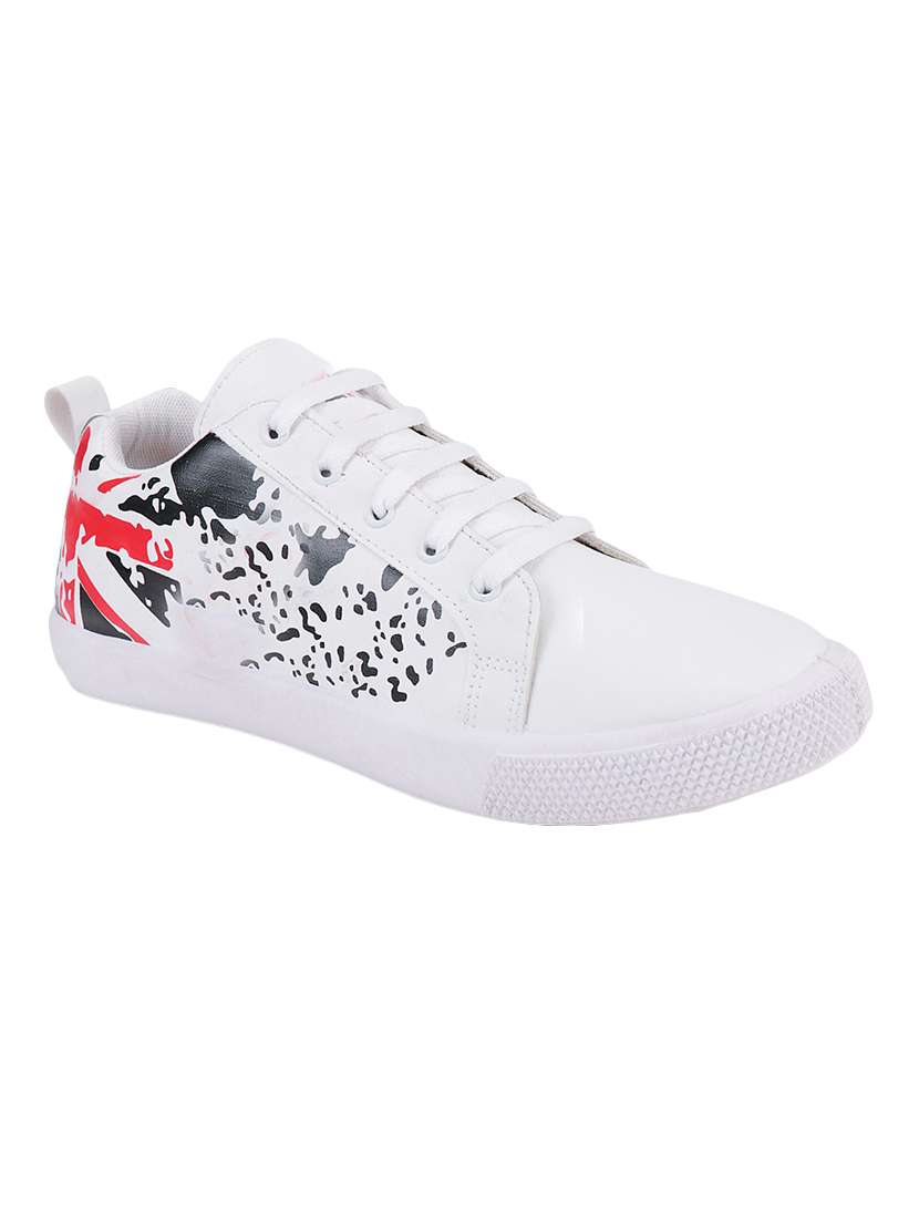 white leatherette lace up sneakers