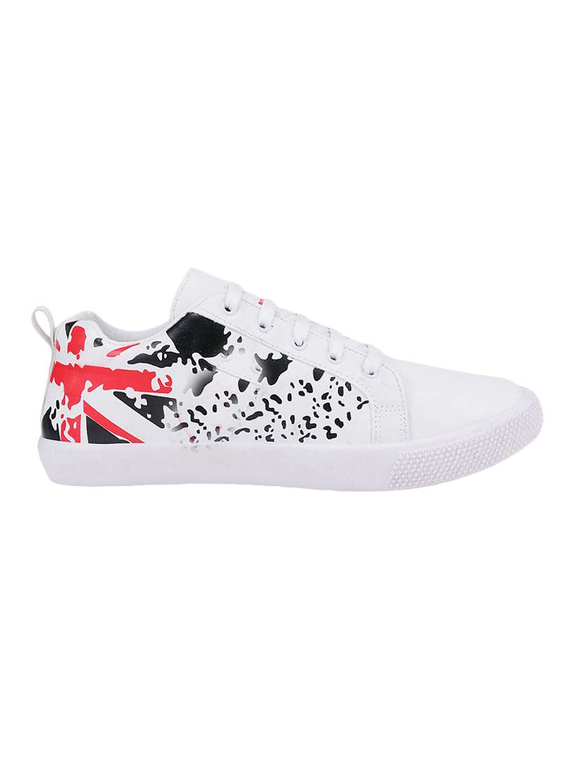 white leatherette lace up sneakers - 16833849 -  Standard Image - 1
