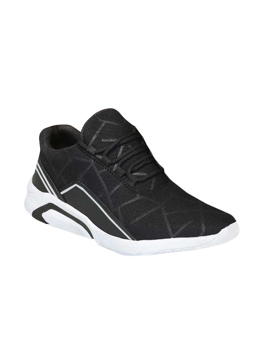 black fabric lace up sport shoes