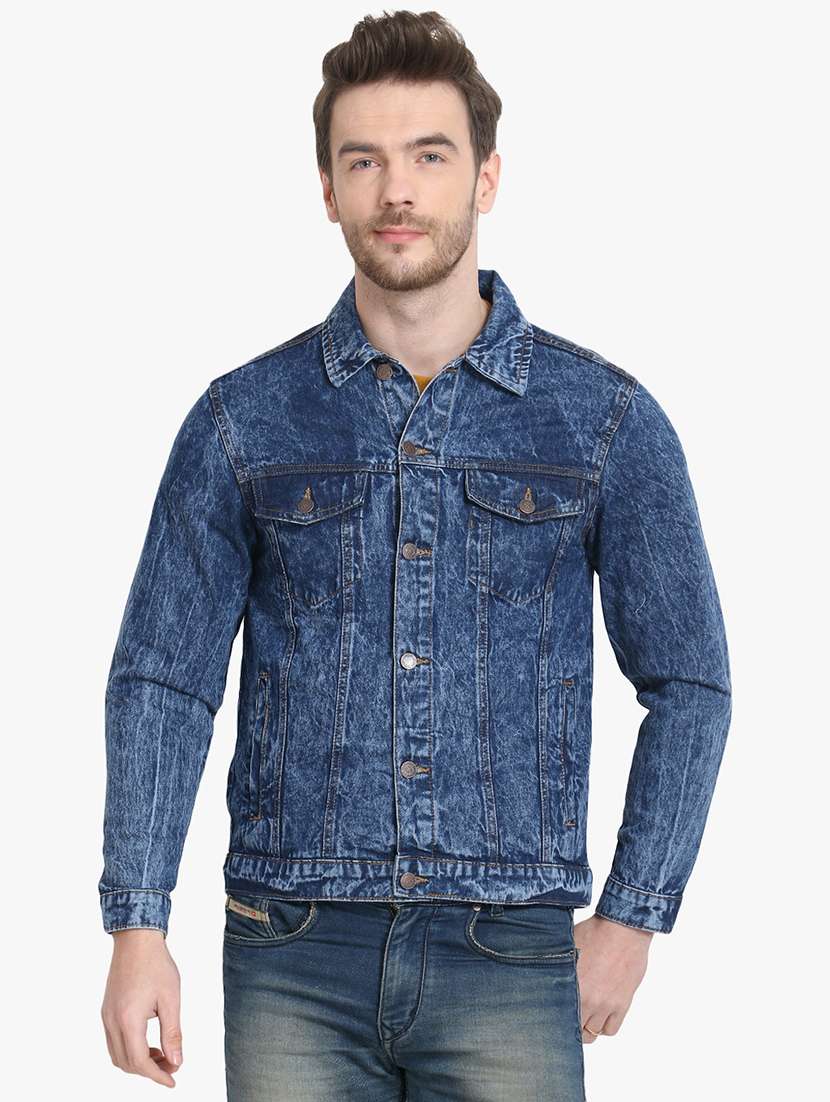 blue washed denim jacket
