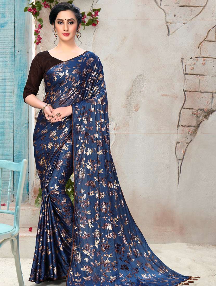 foil printed saree with blouse