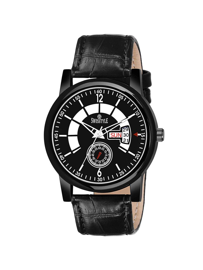 swisstyle date and day dial black analogue watches for men-ss-gr922-blk-blk (1) - 16834321 -  Zoom Image - 0