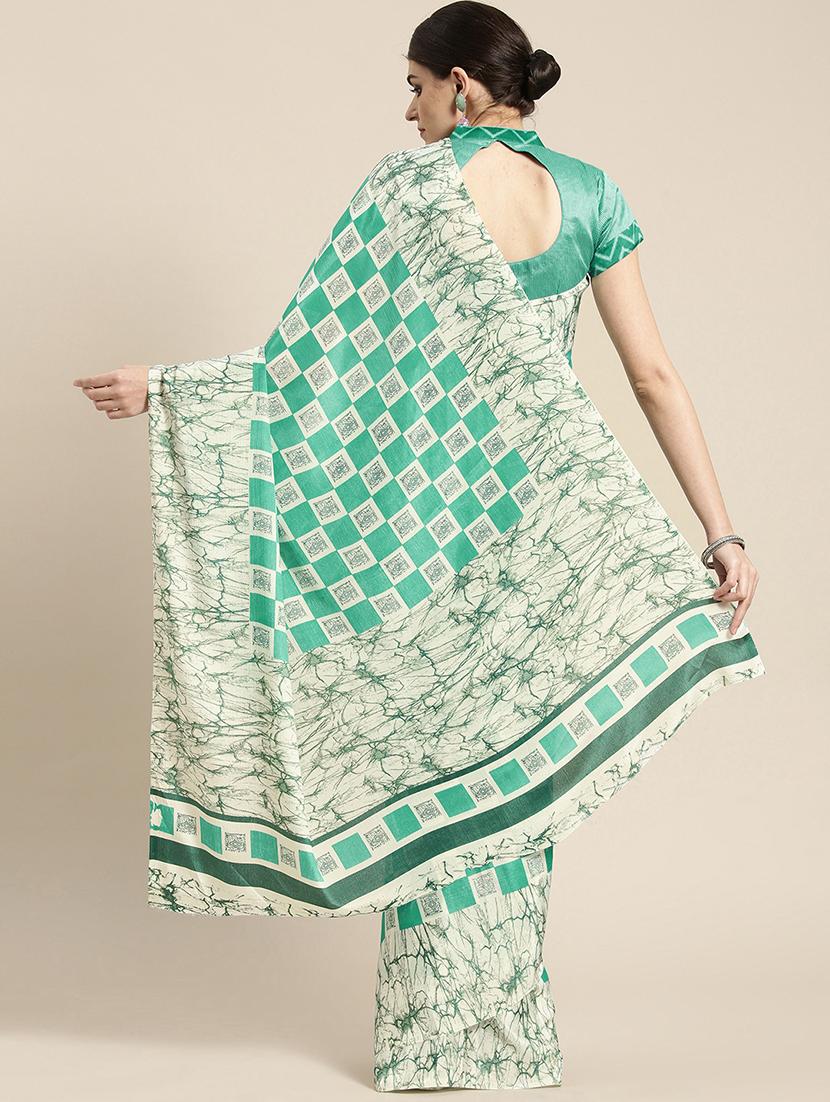 checkered printed saree with blouse - 16835577 -  Standard Image - 1