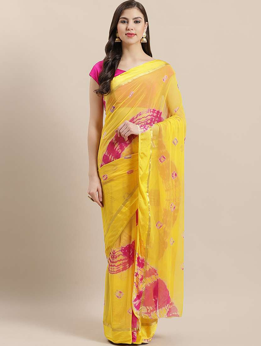 tie & dye printed saree with blouse
