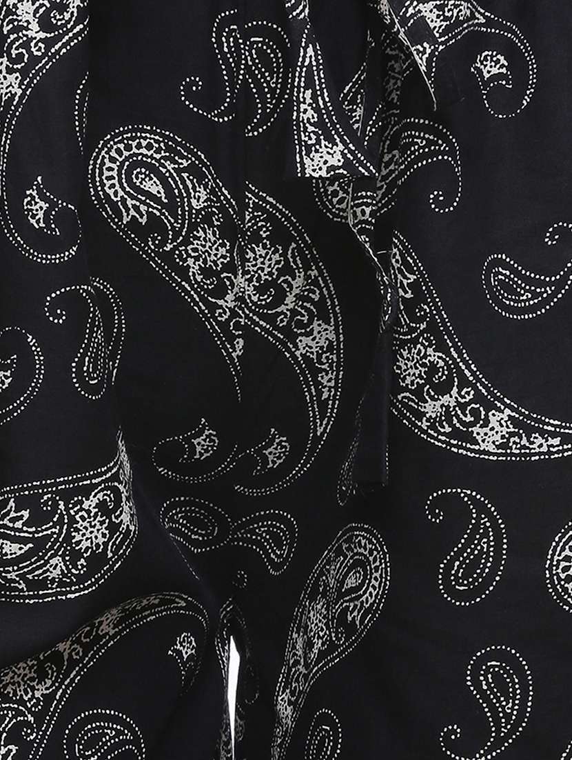 Black Printed Straight Palazzo - 16837175 -  Standard Image - 4