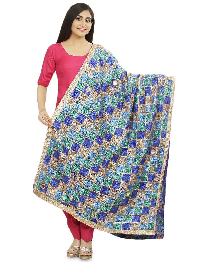 multi colored chiffon phulkari dupatta