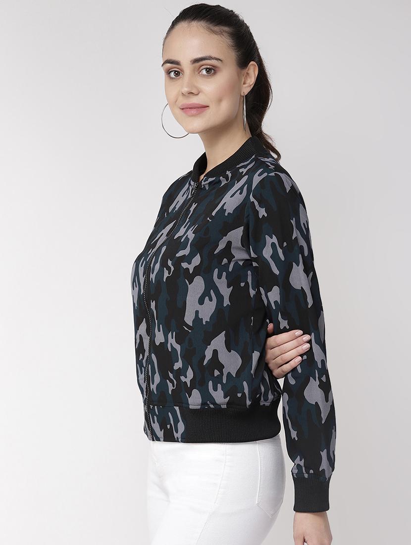 zip up camouflage bomber jacket - 16838215 - Standard Image - 1