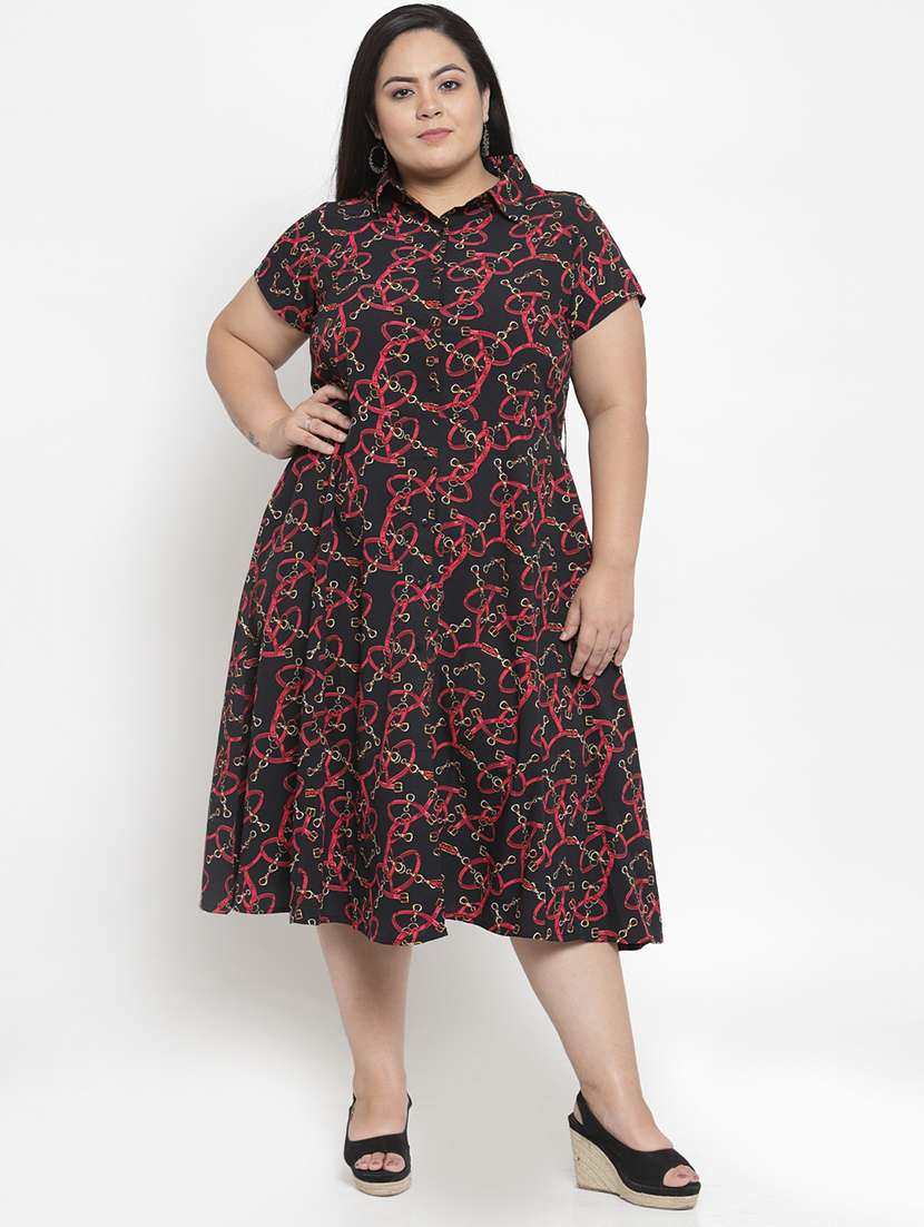 scarf print plus dress 