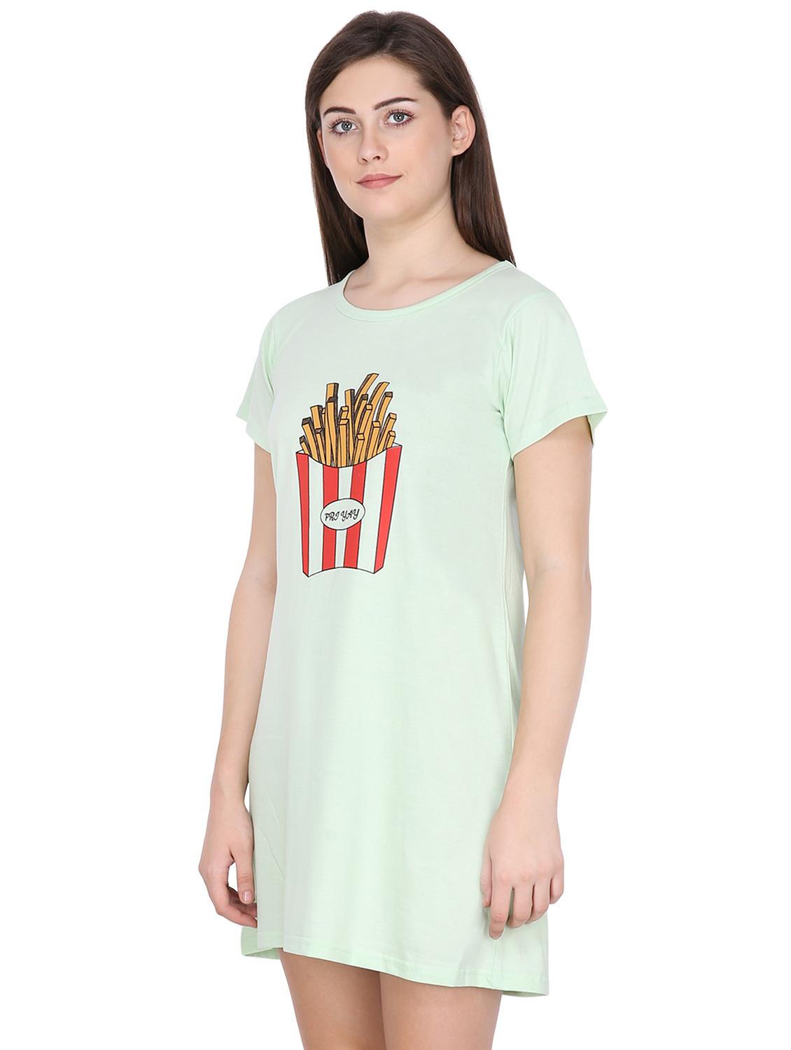 round neck printed sleepshirt - 16840123 - Standard Image - 1