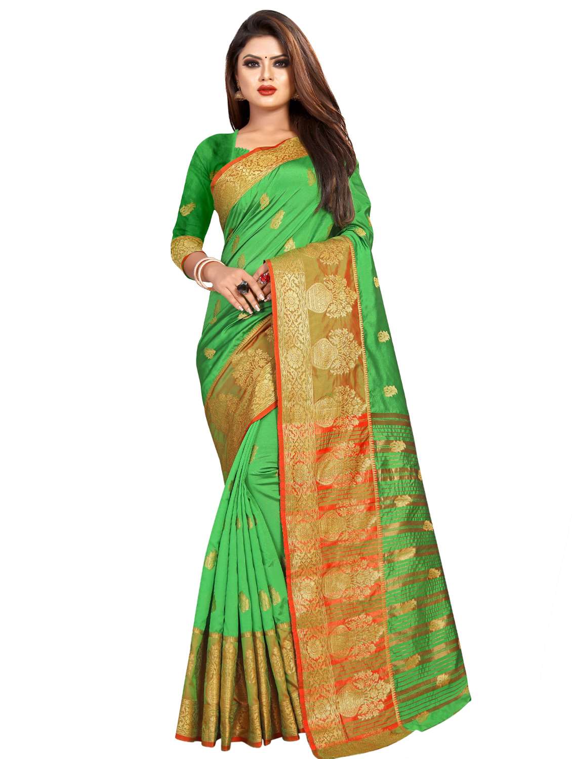 solid bordered saree with blouse