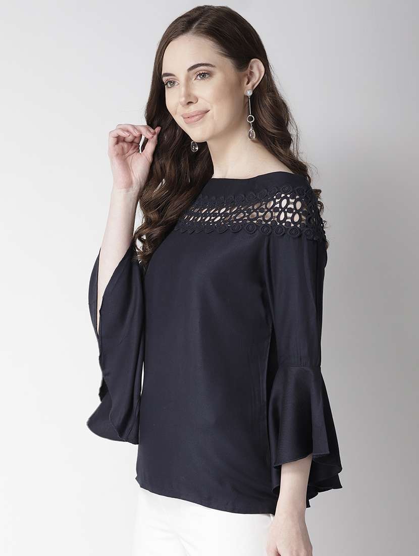 bell sleeves lace panel top - 16840323 - Standard Image - 1