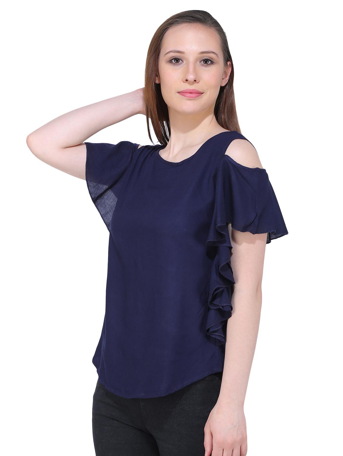 cold shoulder ruffle detail top - 16841313 - Standard Image - 1