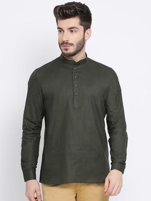 green solid short kurta - 16843317 - Standard Image - 0