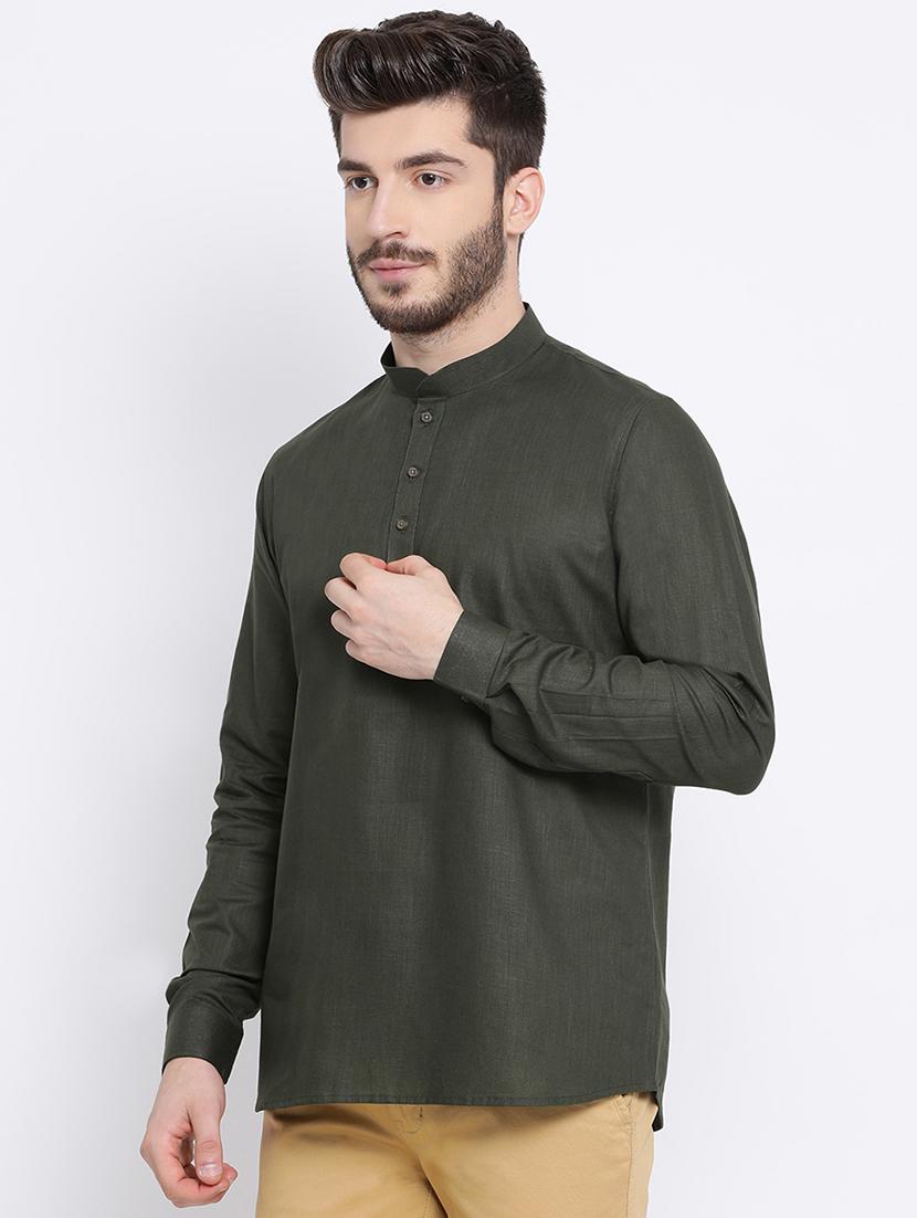 green solid short kurta - 16843317 - Standard Image - 1