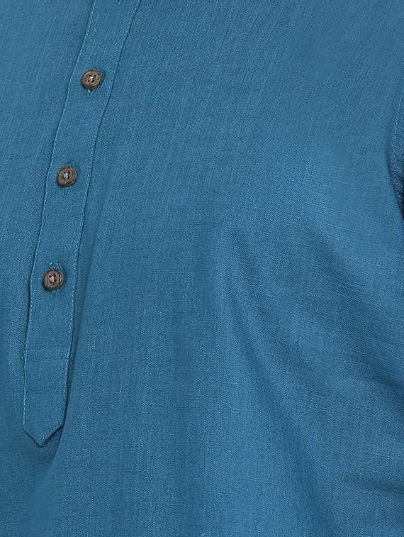 blue solid short kurta - 16843320 -  Standard Image - 4
