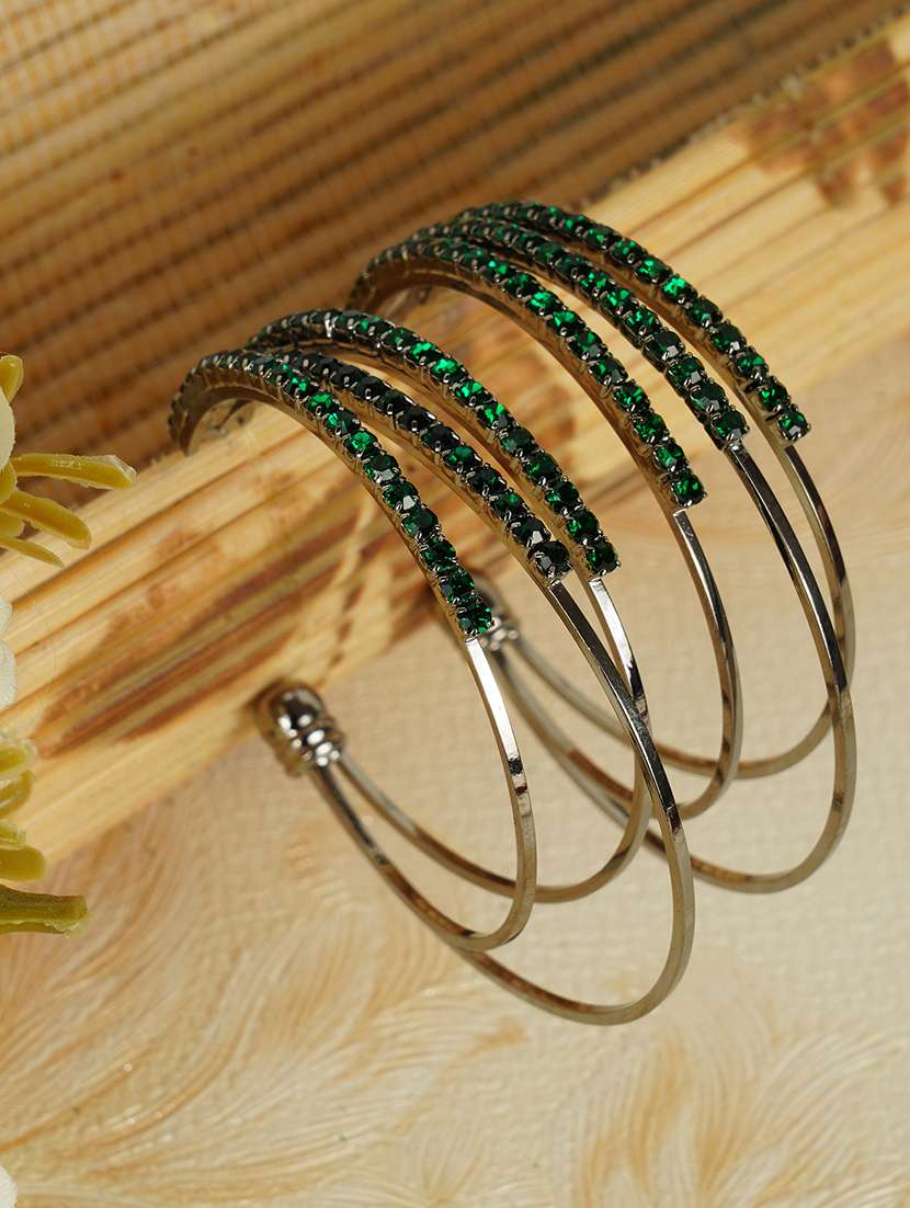 green crystal hoop earring