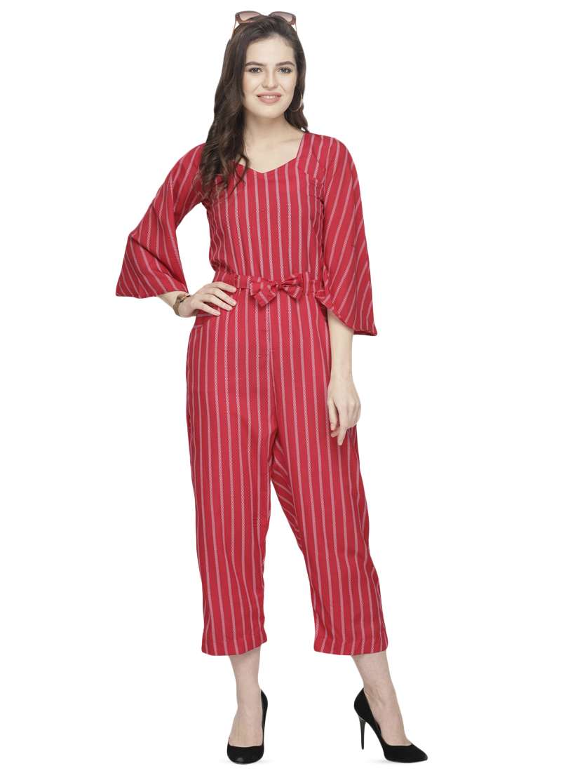 tie front striped jumpsuit 