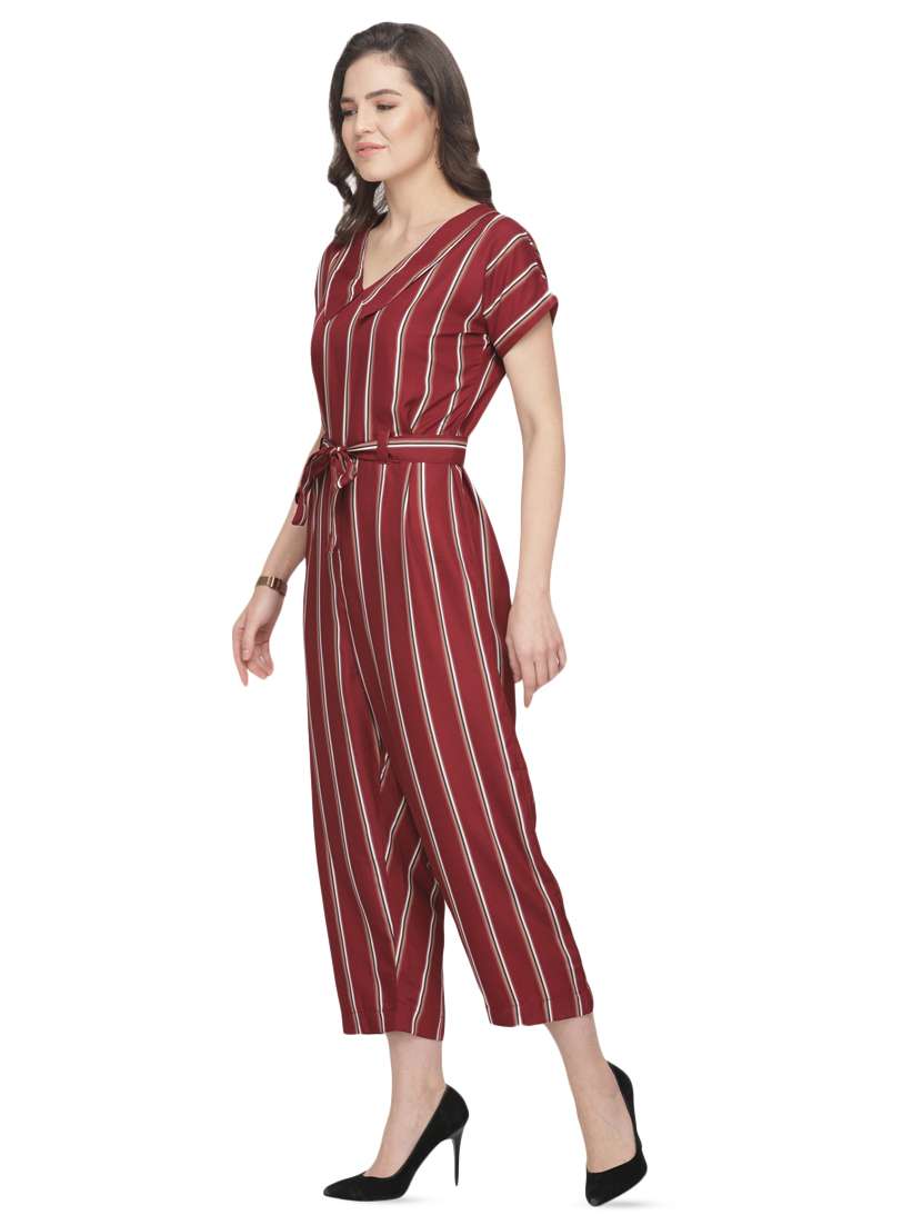 tie front striped jumpsuit - 16843953 - Standard Image - 1